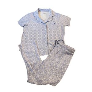 Karen Neuburger Light Blue and White Printed Short Pajama Set